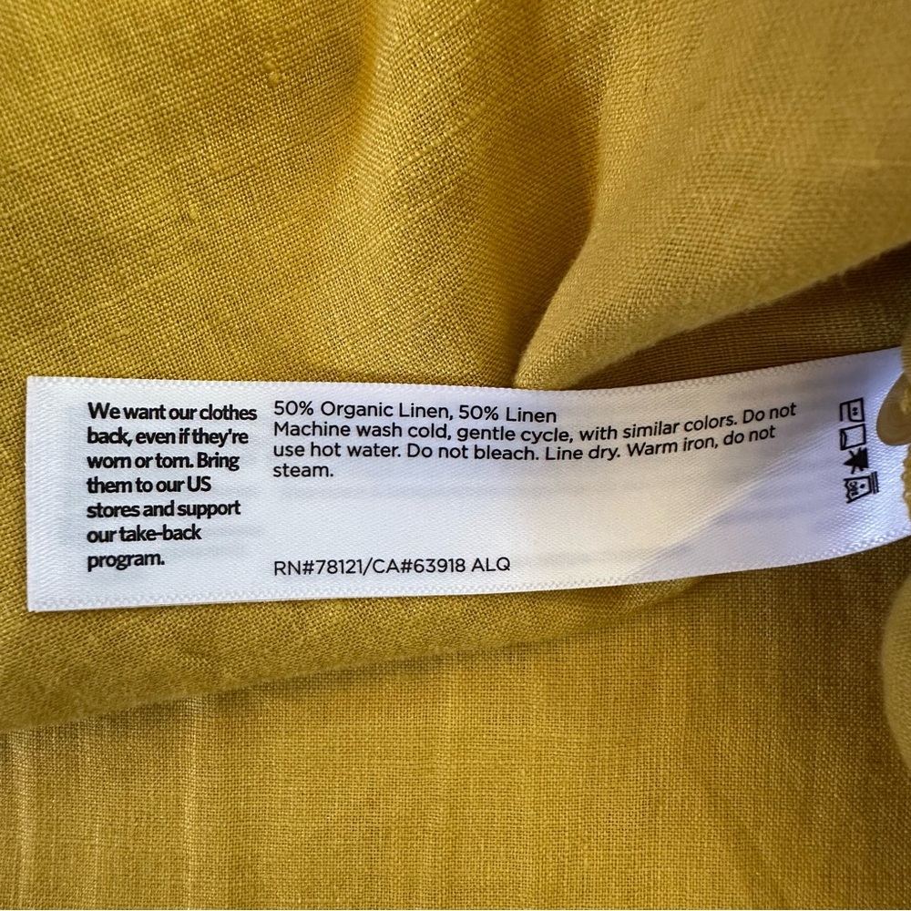Eileen Fisher - Yellow Handkerchief Linen Classic Collar Shirt - Picture 7 of 9